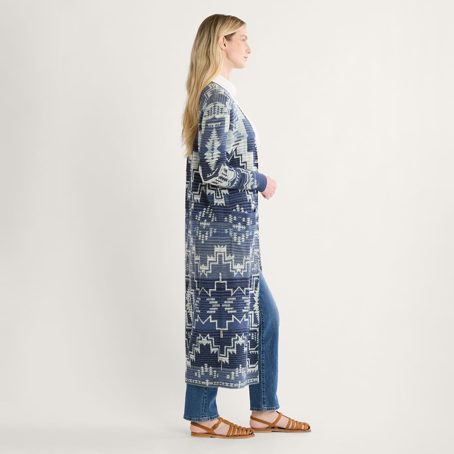 Pendleton Women's Cotton Duster Cardigan - Indigo Multi