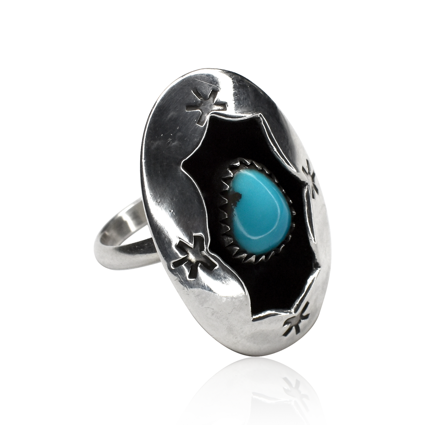 Teardrop Bisbee Turquoise Oval Shadowbox Ring