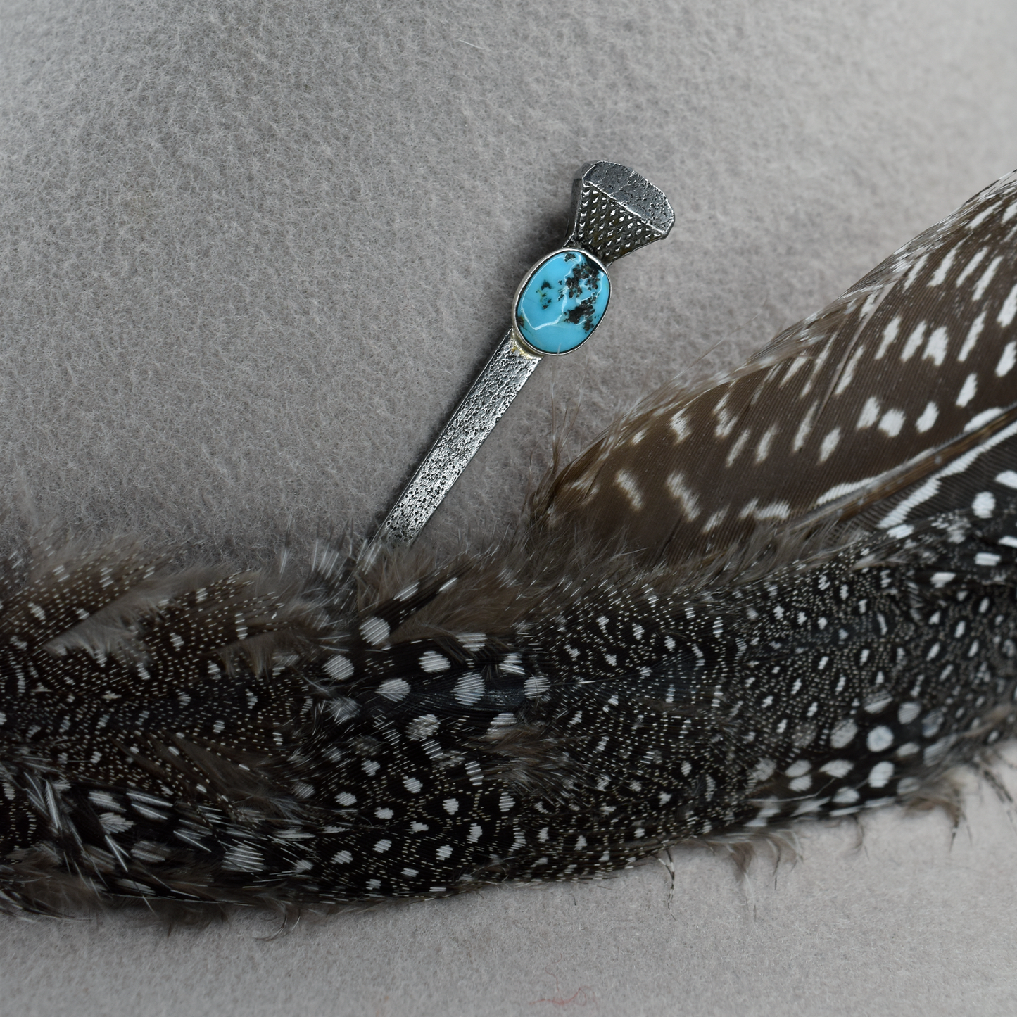 Hallett Peak "Equus" Magnetic Diamond Grip Horseshoe Nail Hat Pin with Sleeping Beauty Turquoise