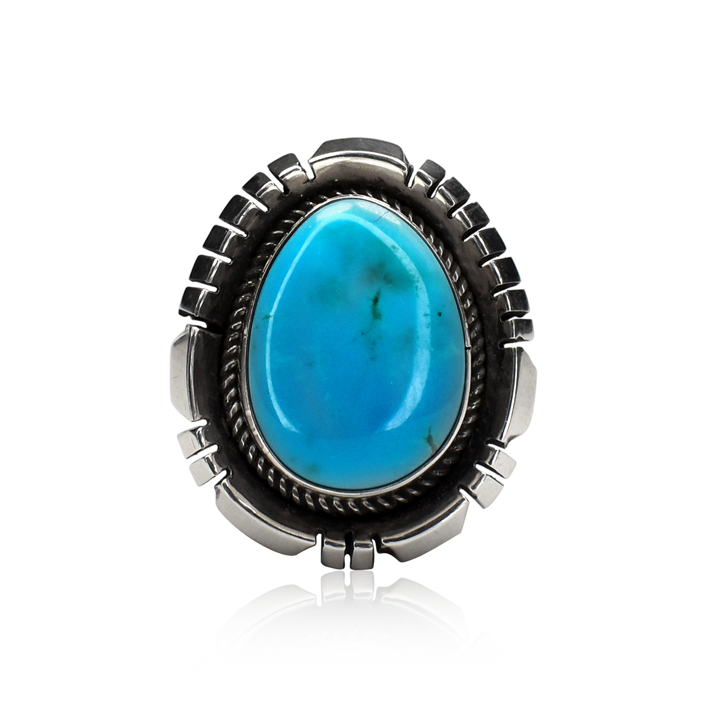 Pear-Shaped Sleeping Beauty Turquoise Ring by Glenn & Irene Sandoval