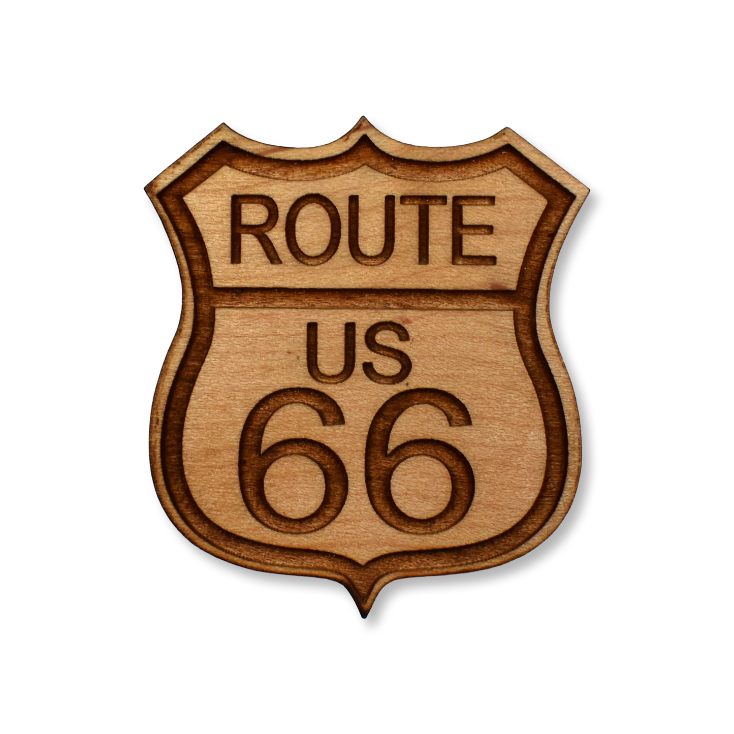 Wooden Route 66 Shield Magnet