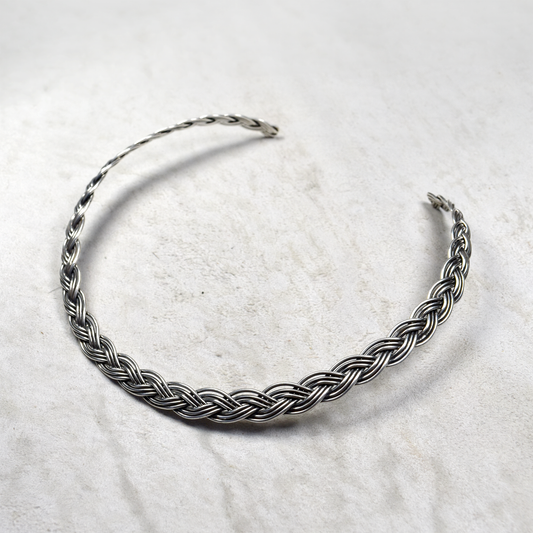 Hand Braided Sterling Silver Collar Necklace by Verna Tahe
