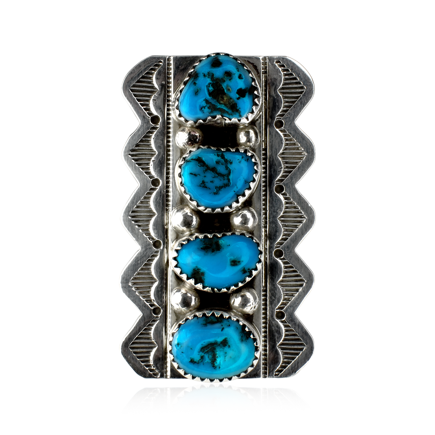 Four Stone Number 8 Turquoise Ring by Kenneth Jones