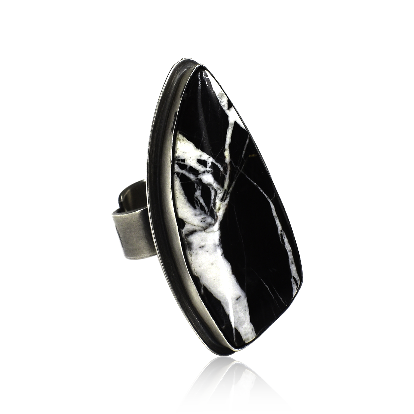 Midnight Storm White Buffalo Ring by Greg Platero