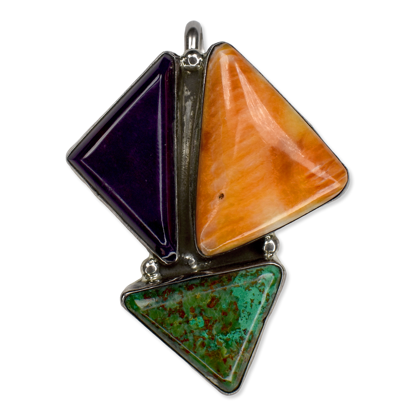 Stonewalker Pendant with Sugilite, Spiny Oyster, and Kingman Turquoise by Adam Fiero