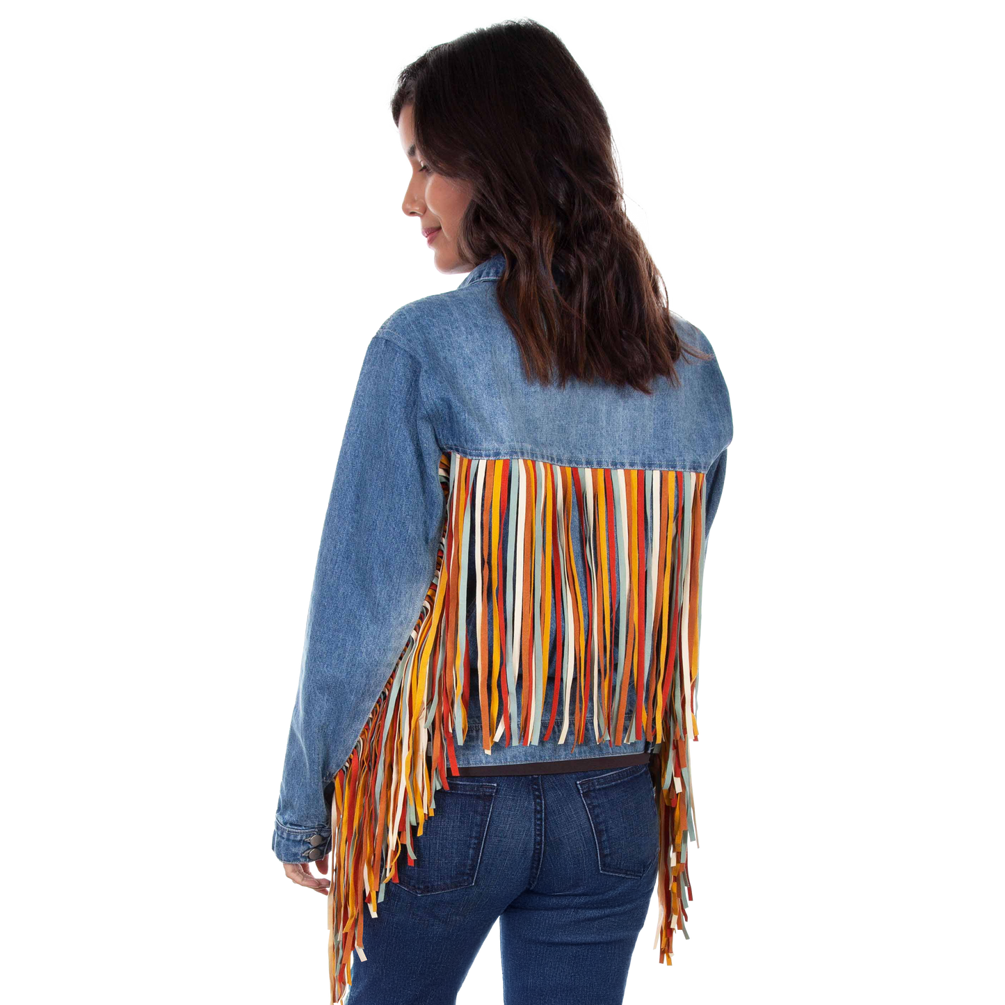 Scully Women's Denim Jacket with Multicolor Fringe