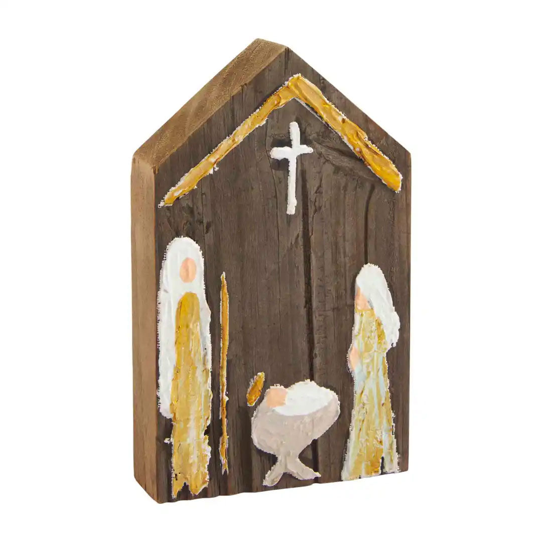 Nativity Reclaimed Wood Plaque- Medium