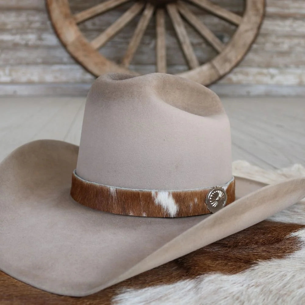 Cowhide Hat Band with Concho Closure