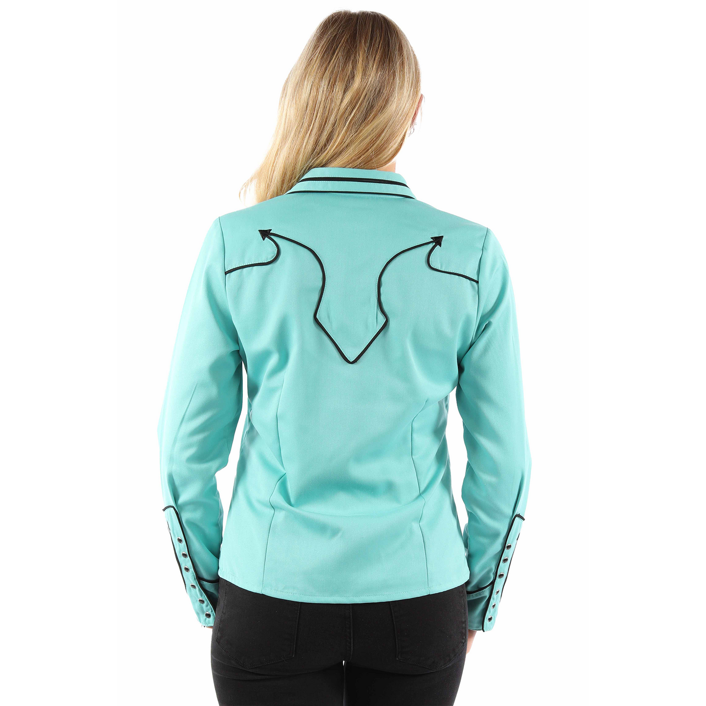 Scully Women's Long Sleeve Pearl Snap Shirt with Smiley Pockets