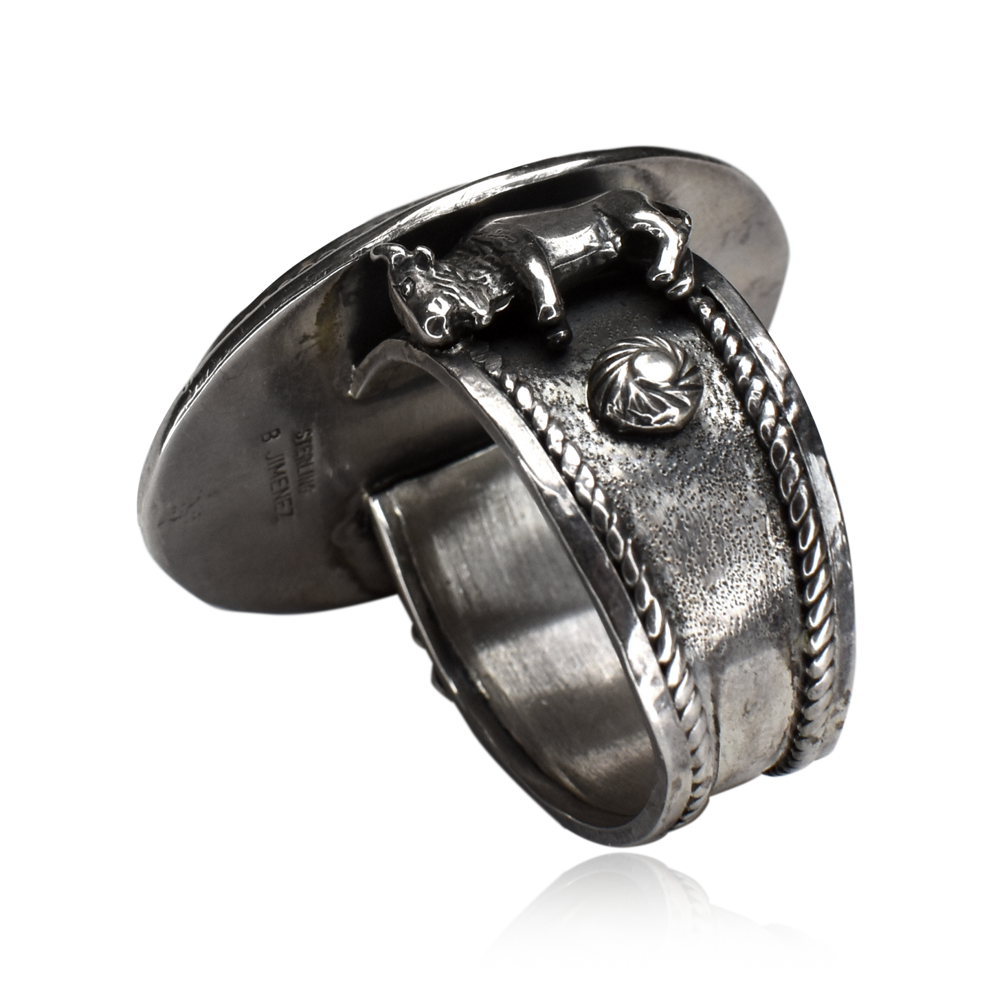 Twilight Guardian Chrysocolla Bison Icon Ring by Brenda Jiminez