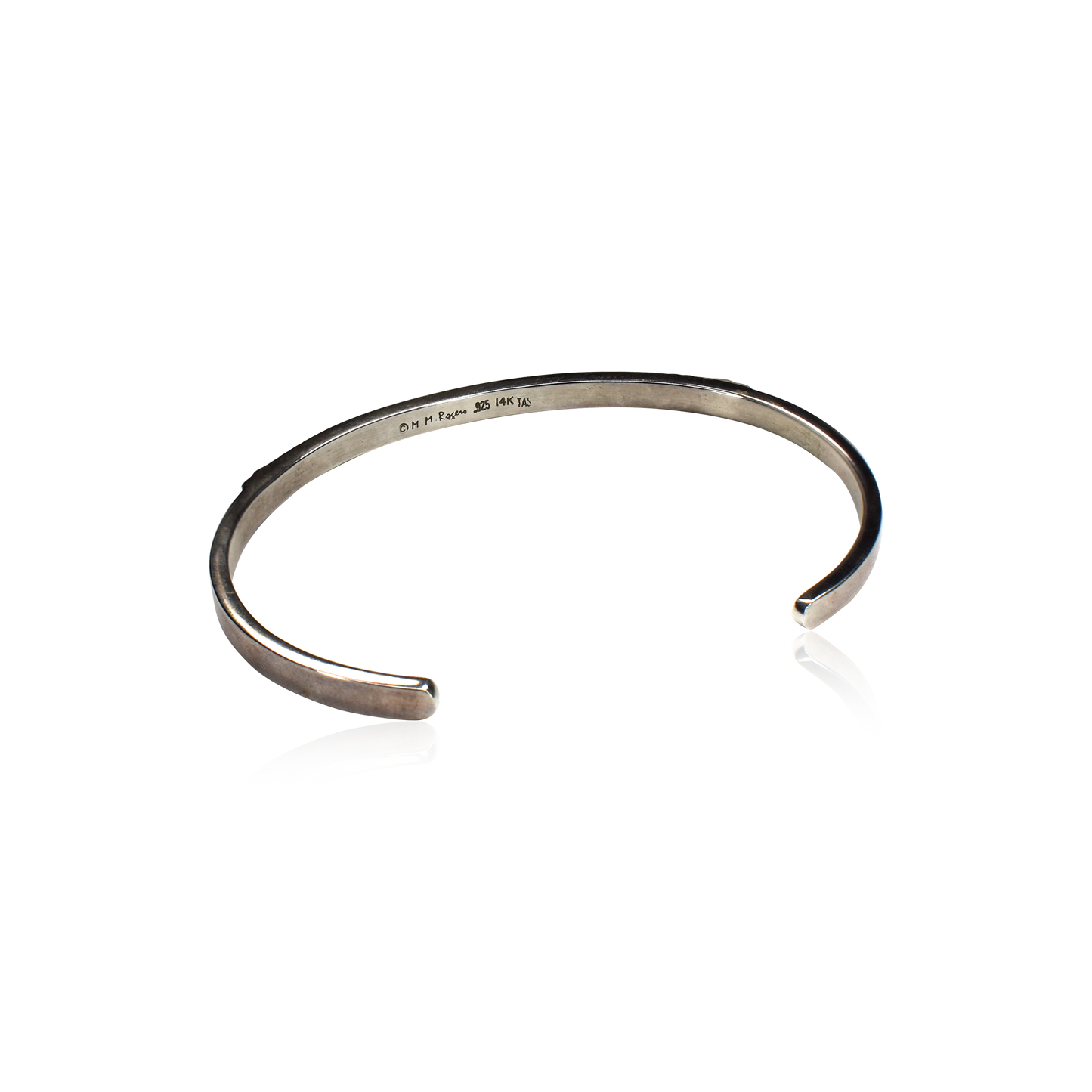 Narrow Line Gold Plated Vintage Sterling Silver Cuff by Tommie Secatero