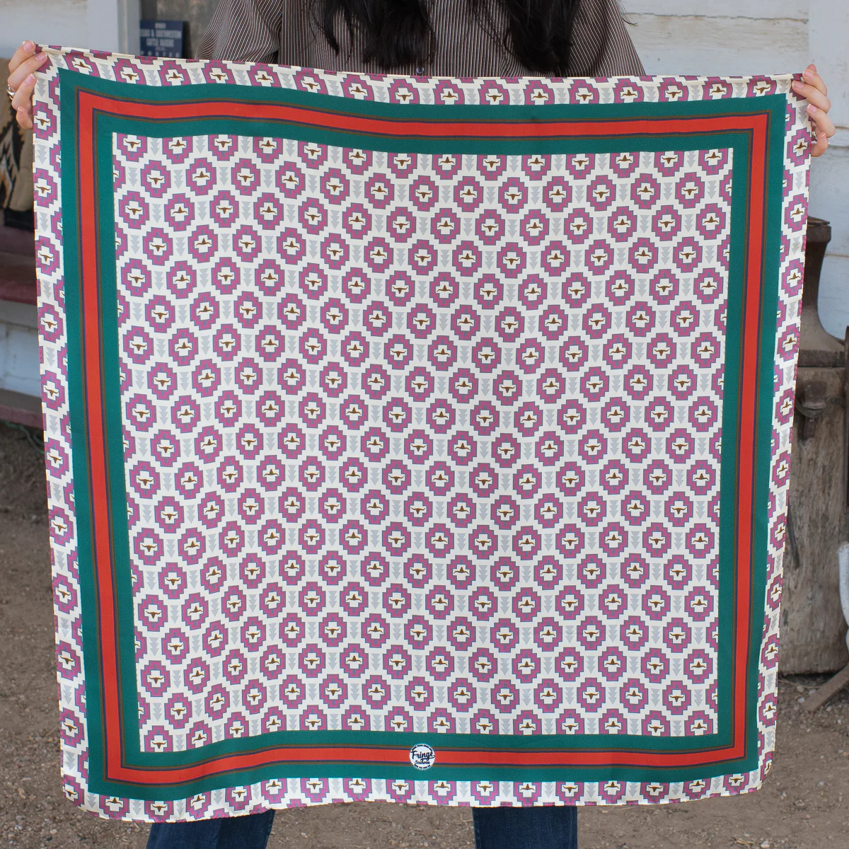 Fringe "Stuck Up Steer" Silk Wild Rag