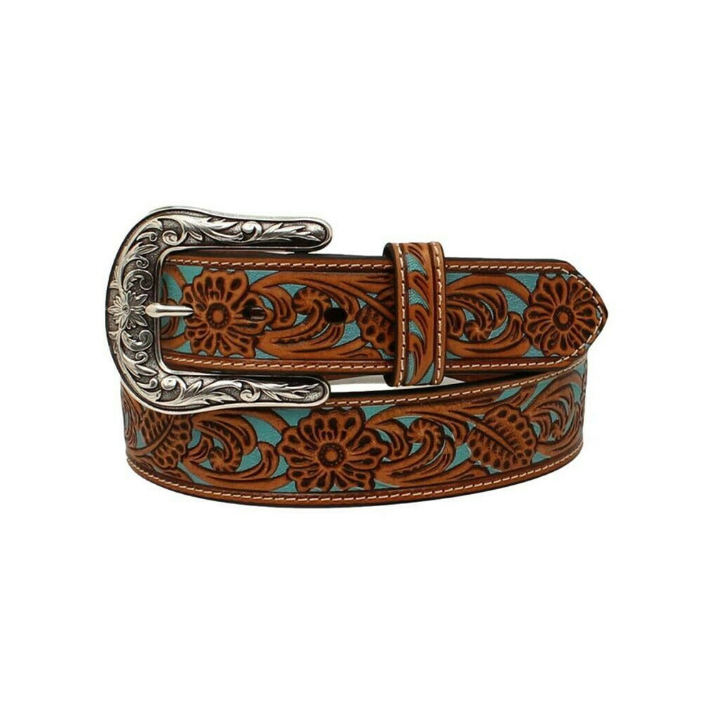 Ariat Women's Belt Floral Pierce Overlay Underlay Tan