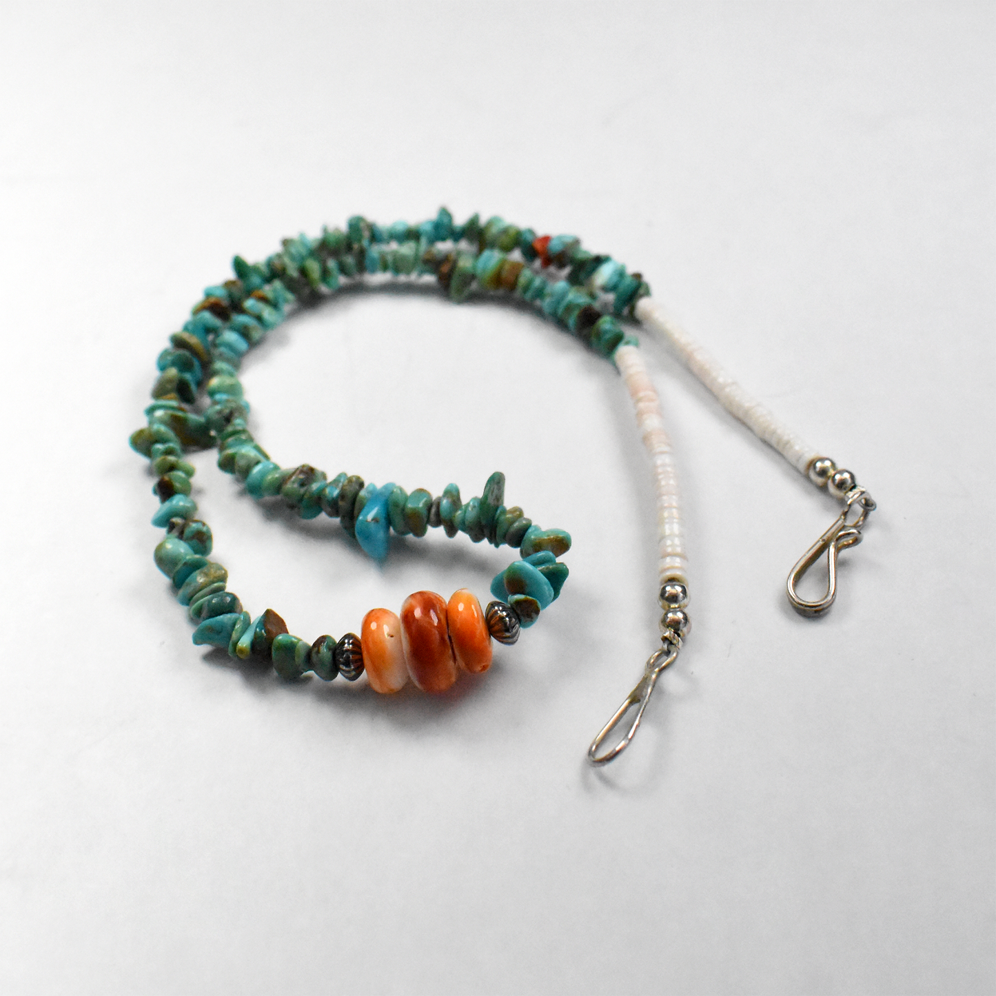 Royston Turquoise and Shell Nugget Necklace by Teller Indian Jewelry