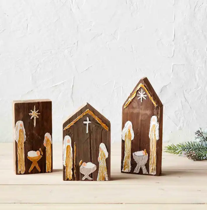 Nativity Reclaimed Wood Plaque- Medium