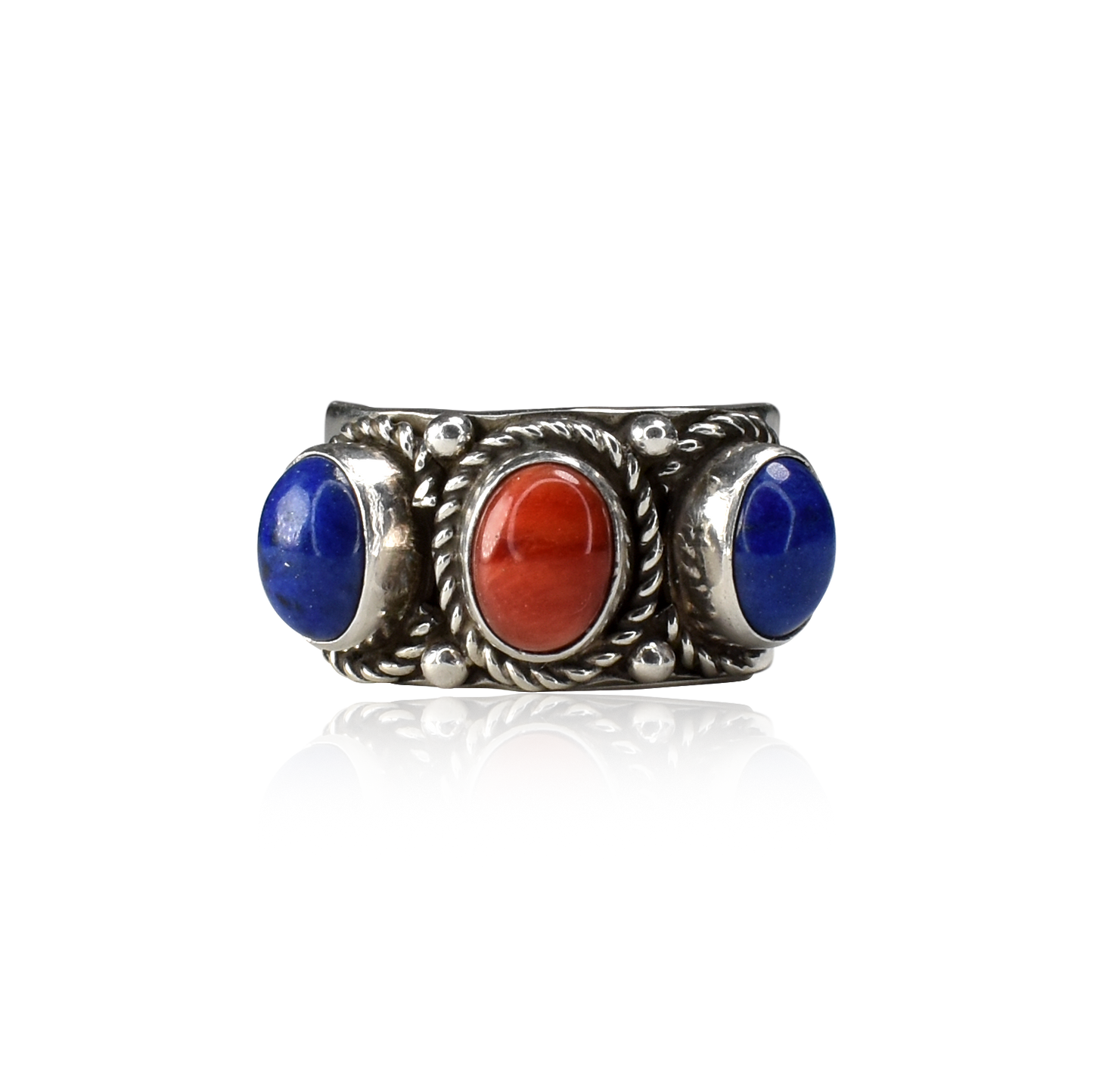 Lapis & Coral Trio Balance Ring by Ruth Ann Begay