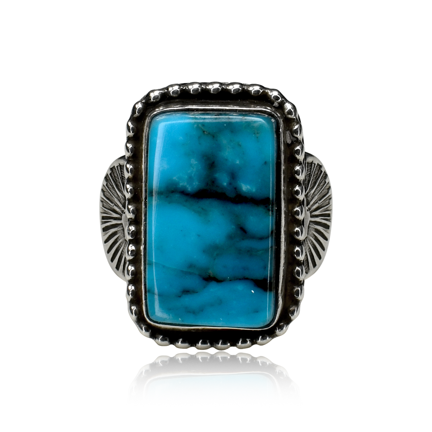 Stormline Kingman Turquoise Rectangular Ring by Ruth Ann Begay