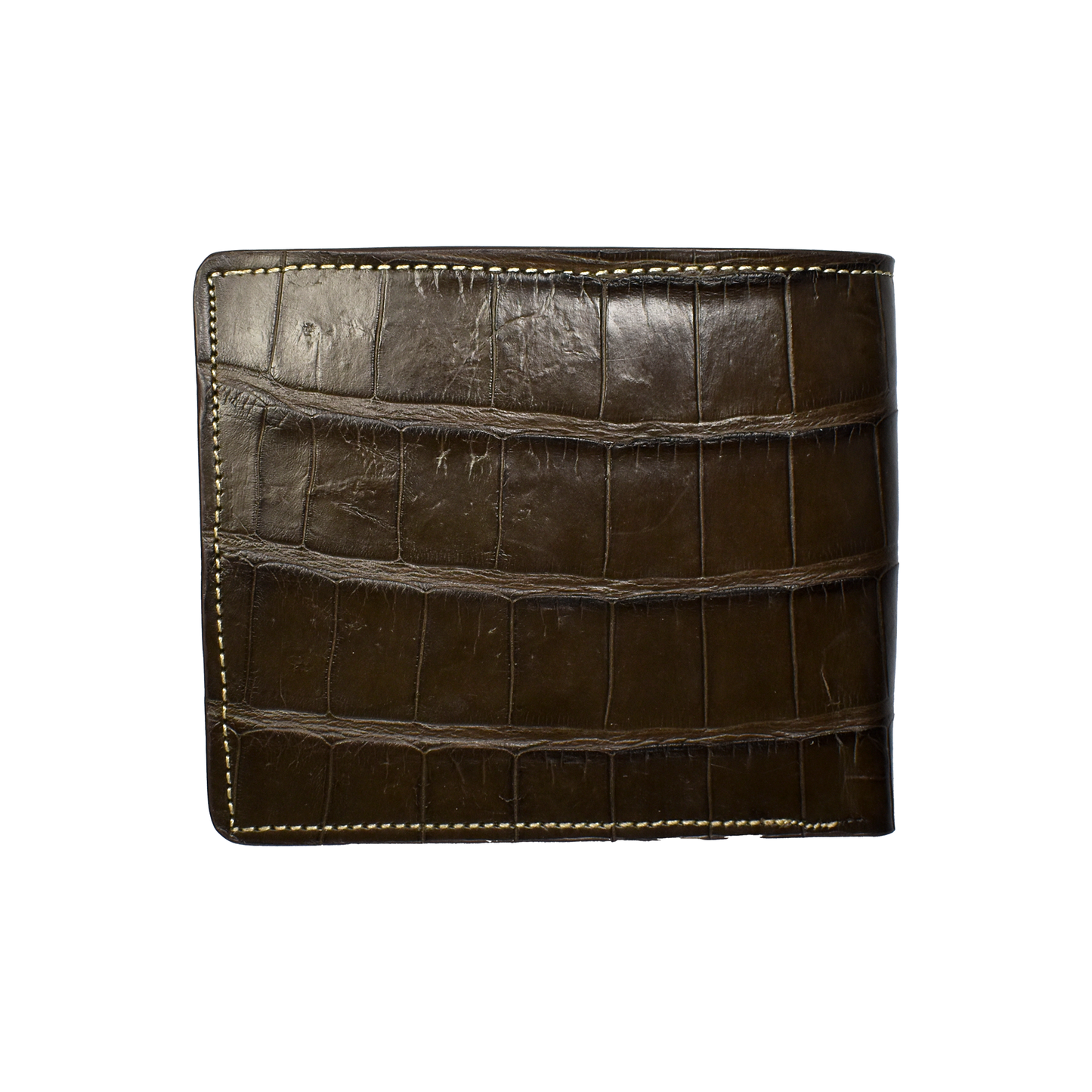 Heron Walk Café Noir Alligator Bifold Wallet with Tooled Panel