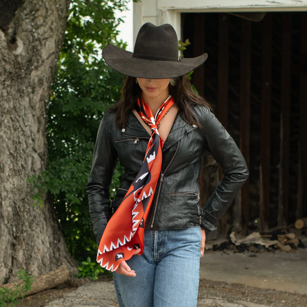 Girl With The Wide Brimmed Hat by Jon Flaming Silk Wild Rag - 26"