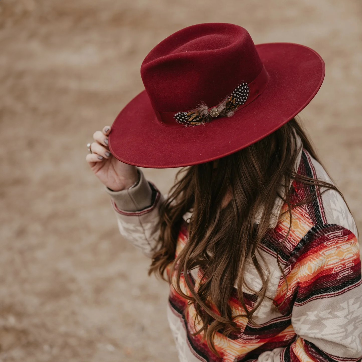 Stetson Midtown Wide Flat Brim Hat - Burgundy