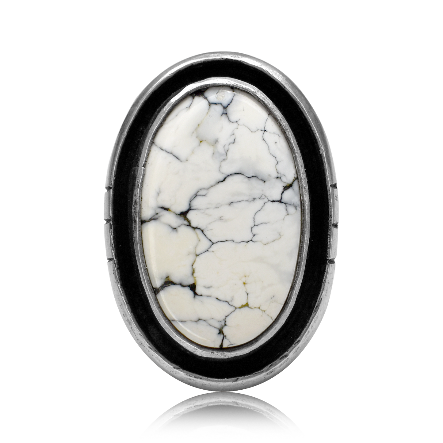 Large Oval White Buffalo Ring by Justin Biltonen