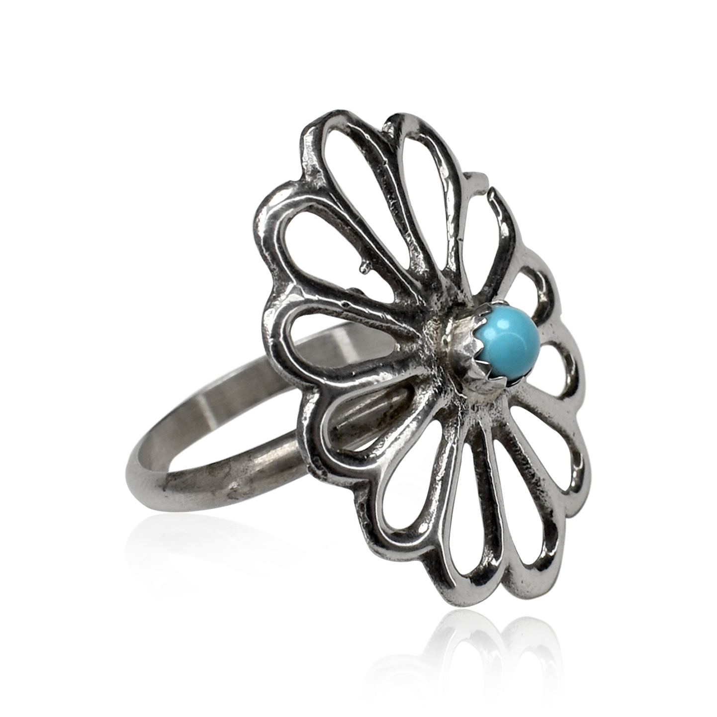 Sleeping Beauty Turquoise Flower Cutout Ring