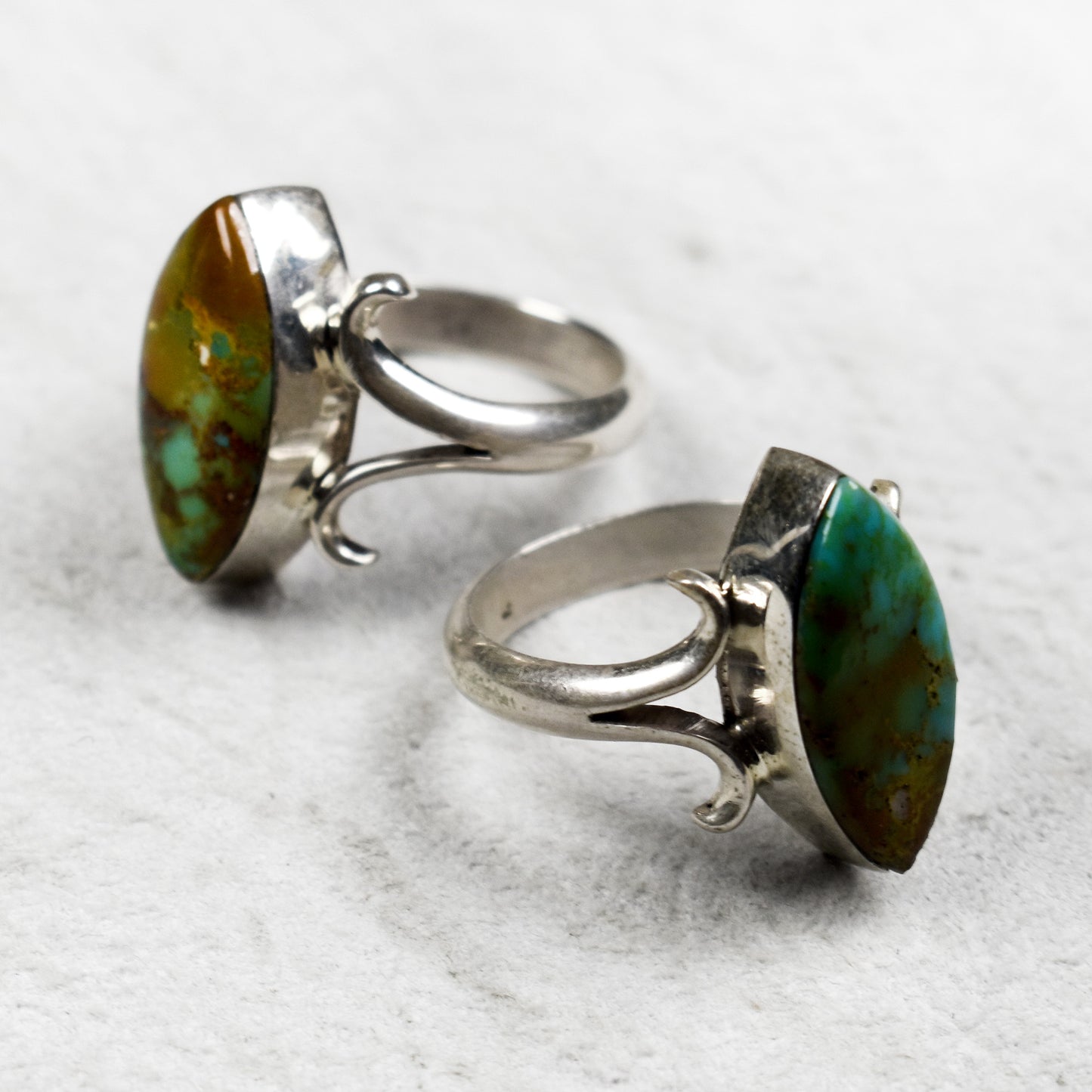 Bisbee Turquoise Marquis Ring with Flourished Prongs