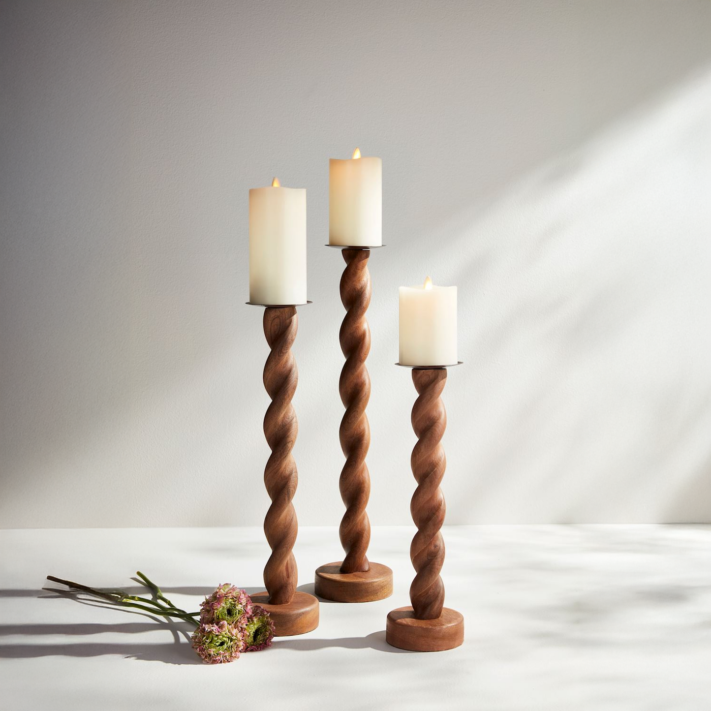 Twisted Wood Candlestick