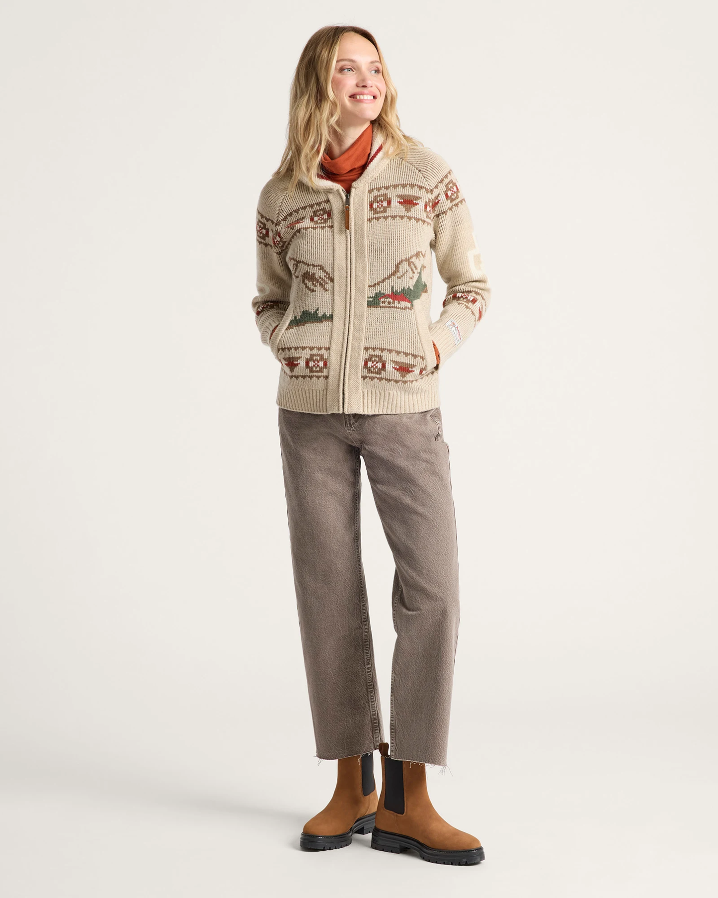 Pendleton Women's Alpine Lambswool Zip Cardigan