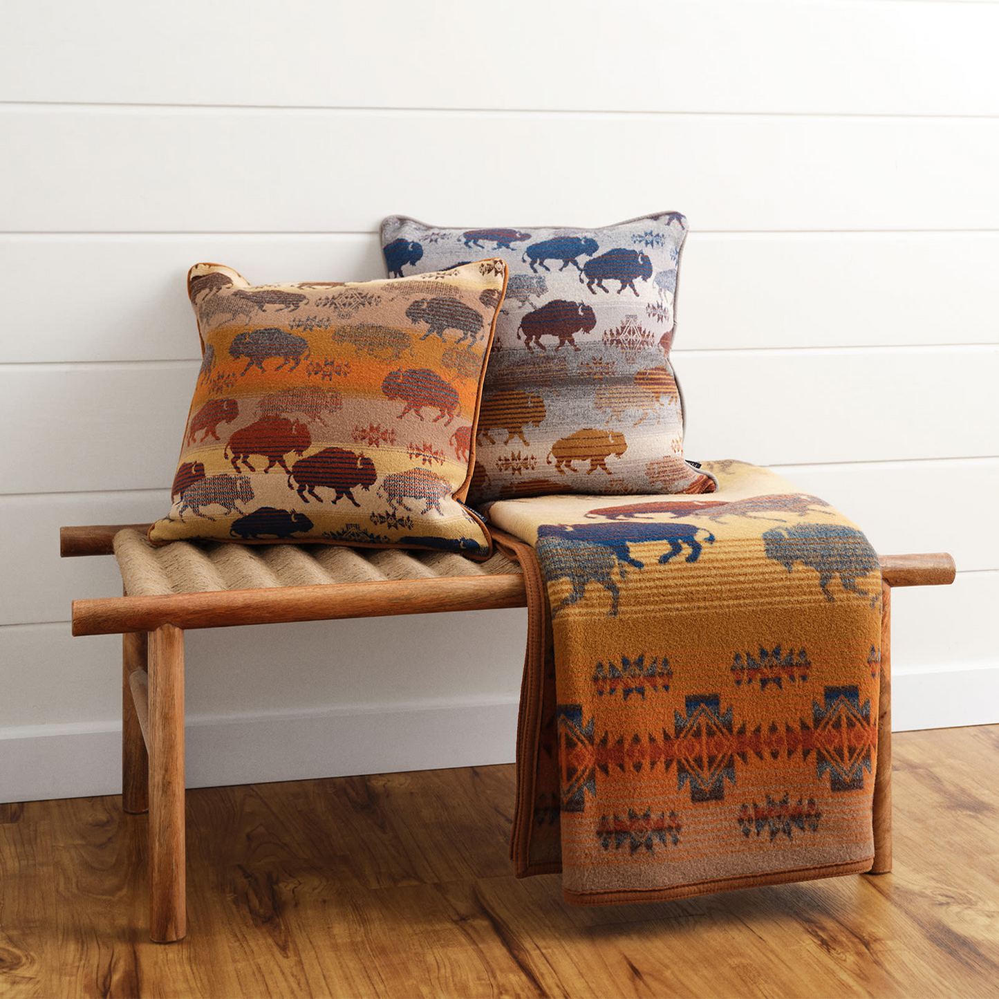 Pendleton Prairie Rush Hour Pillow - Brown Buffalo