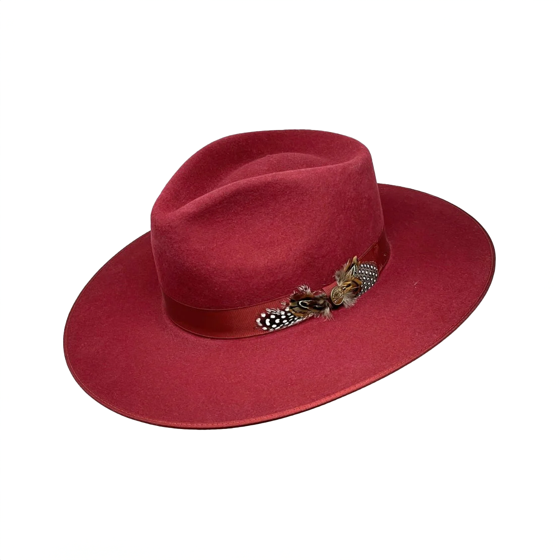 Stetson Midtown Wide Flat Brim Hat - Burgundy