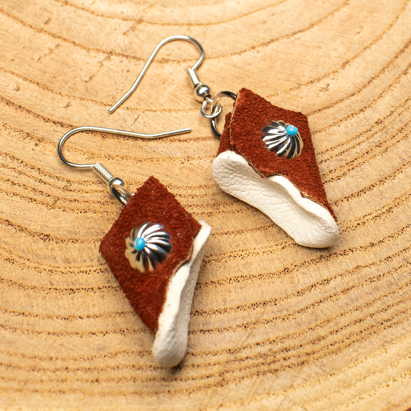 Mini Suede Moccasin with Silver Concho Earrings