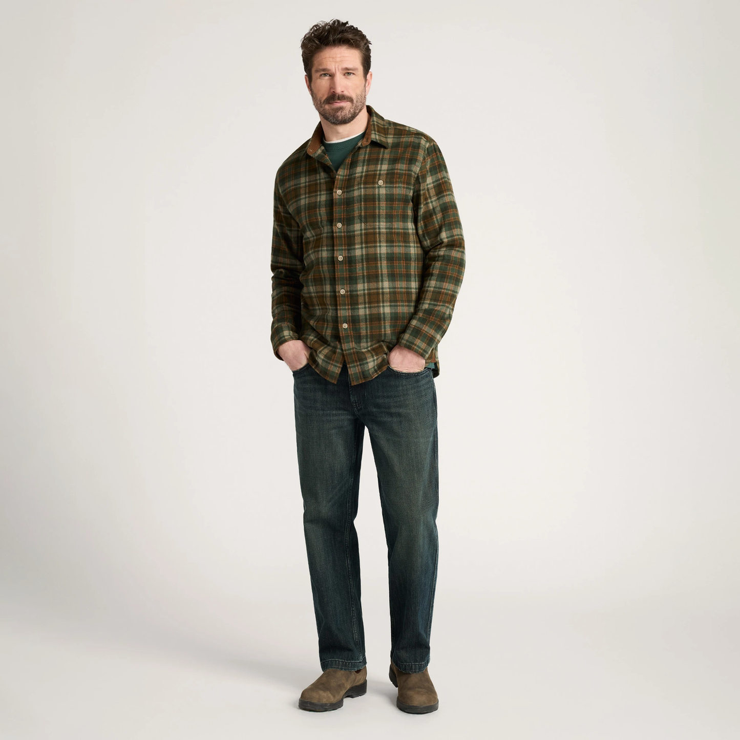 Pendleton Men's Plaid Cotton Fremont Flannel Shirt - Olive Rust Plaid