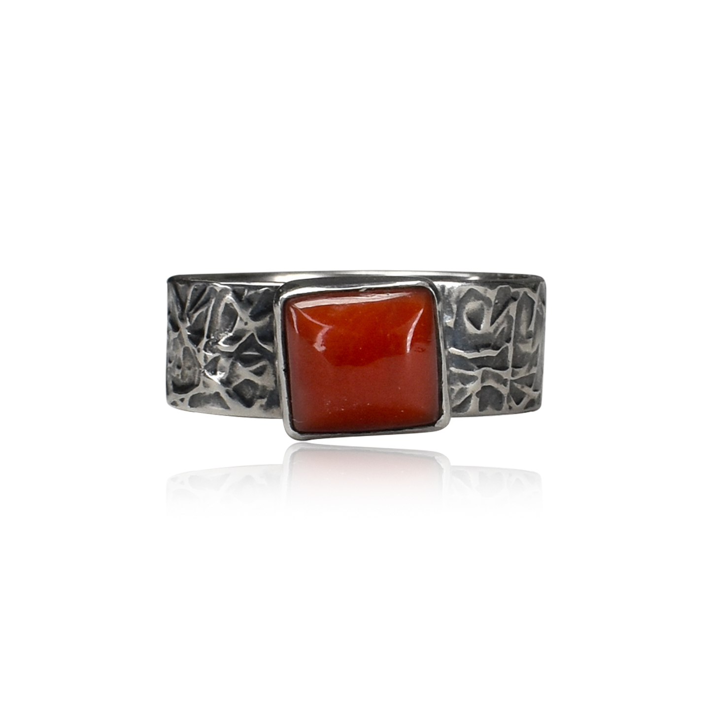 Canyon Ember Square Coral Ring by Travis Teller