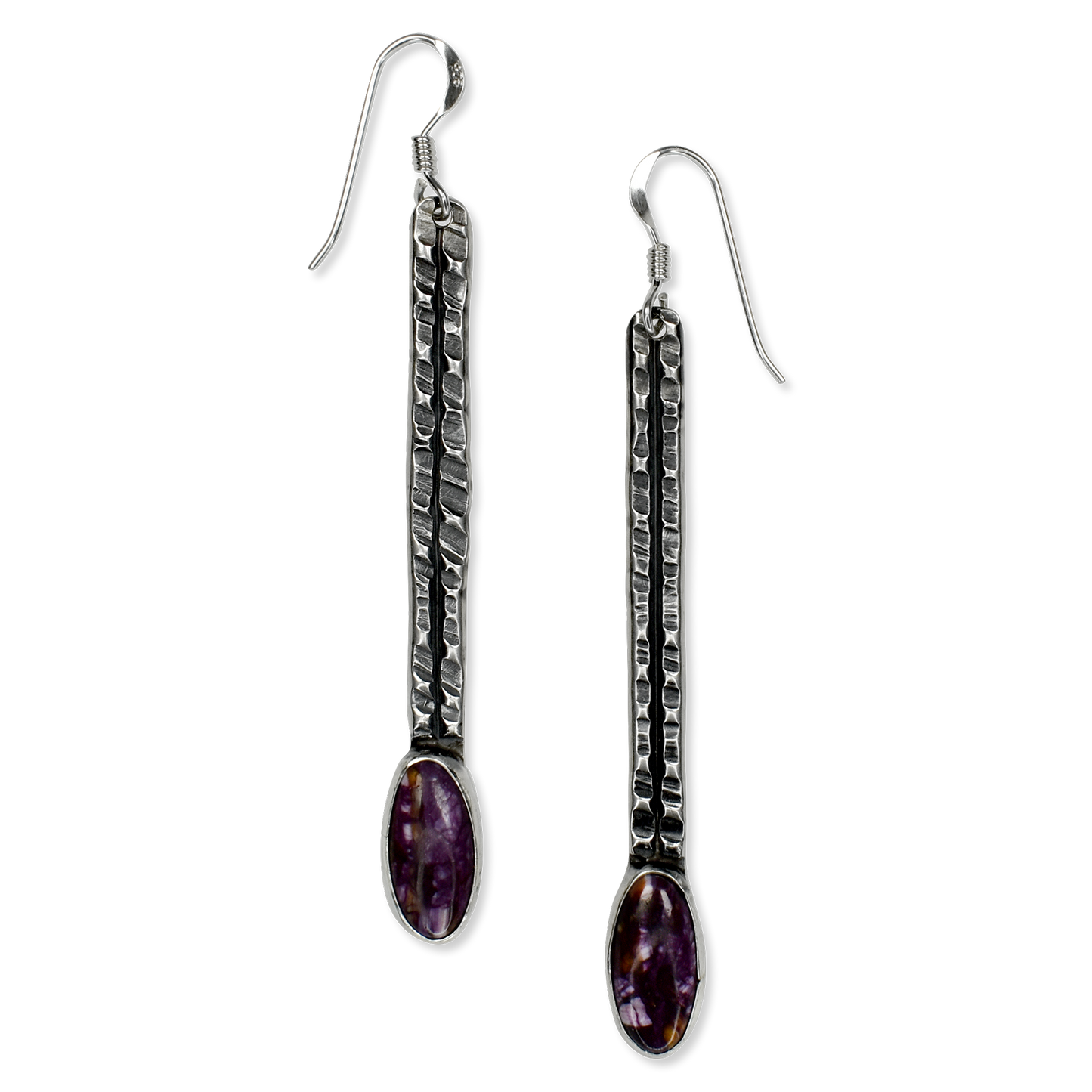 Purple Spiny Oyster Raindrop Earrings by Teller Indian Jewelry