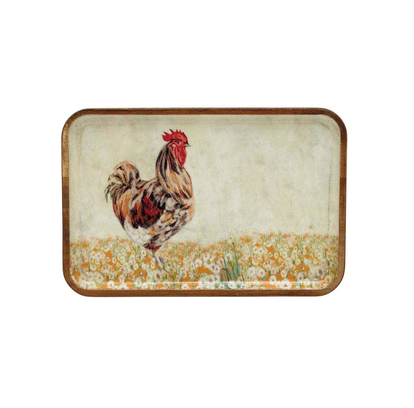 Acacia Wood Tray - Rooster