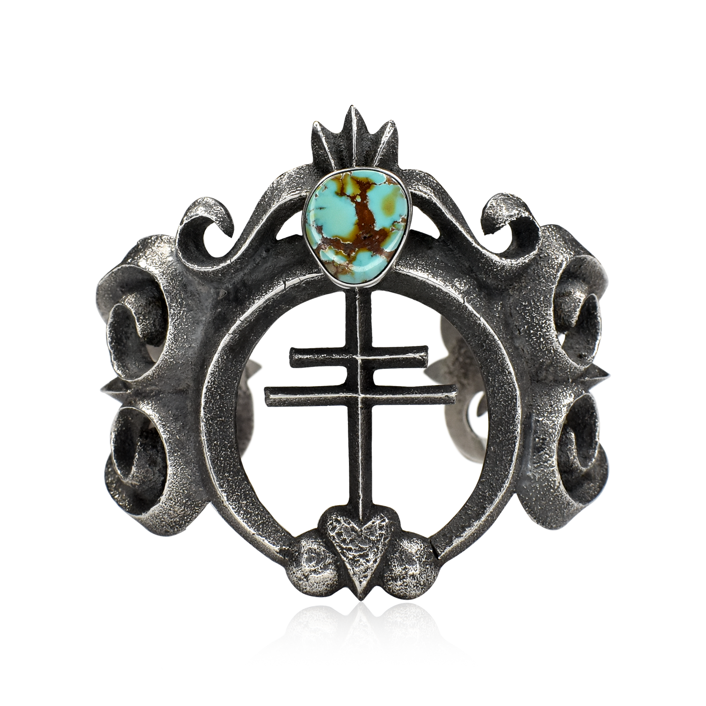 Heart of the Dragonfly Number 8 Turquoise Cross Cuff by Aaron Anderson
