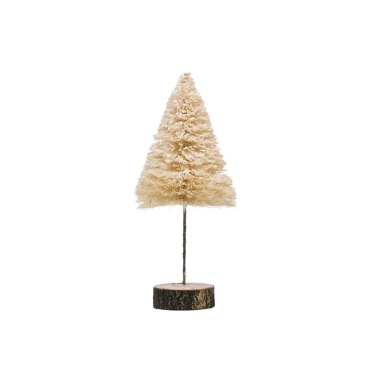 Cream Bottle Brush Tree on Wood Base