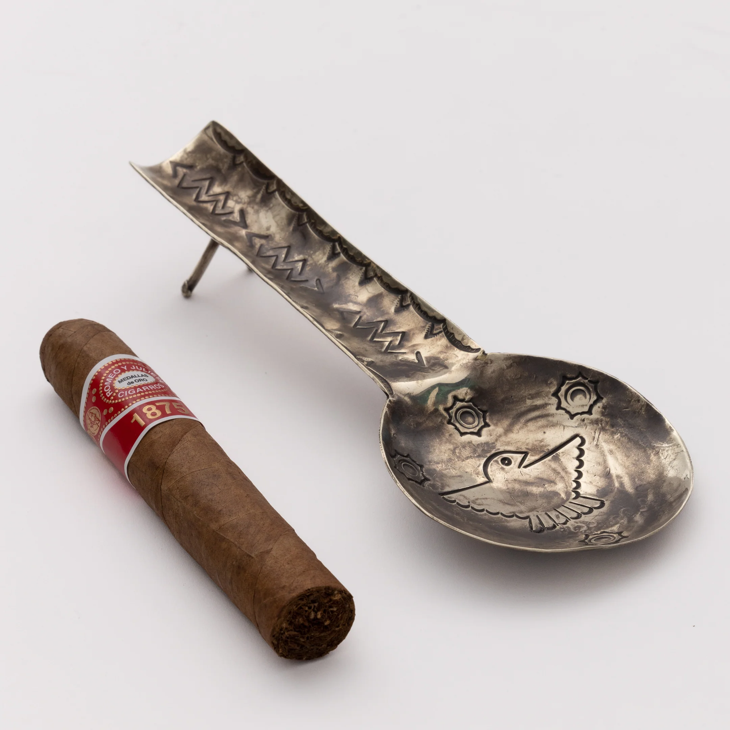 Stamped Cigar Ashtray by J. Alexander Rustic Silver