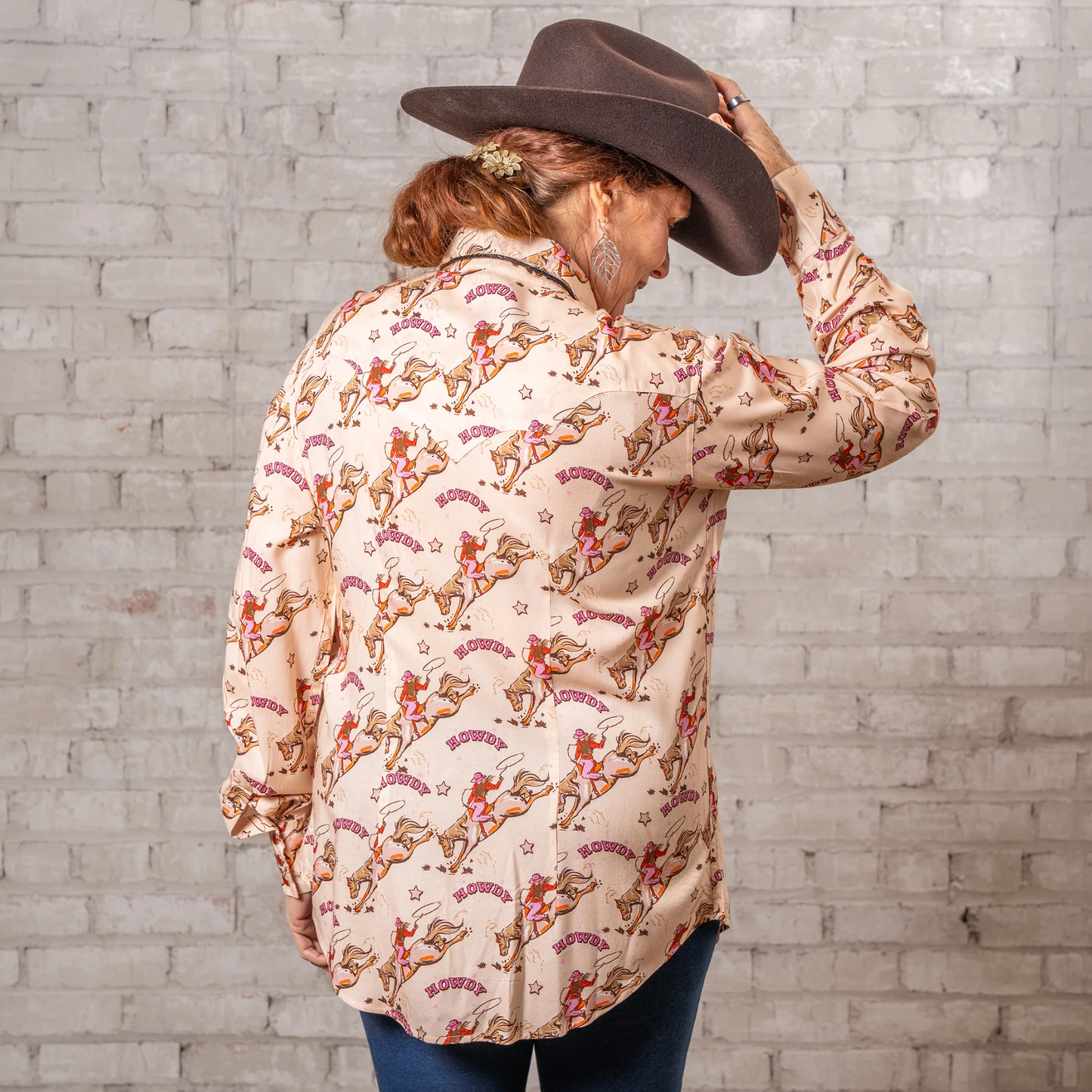 Rockmount Women's Long Sleeve Howdy Print Western Shirt