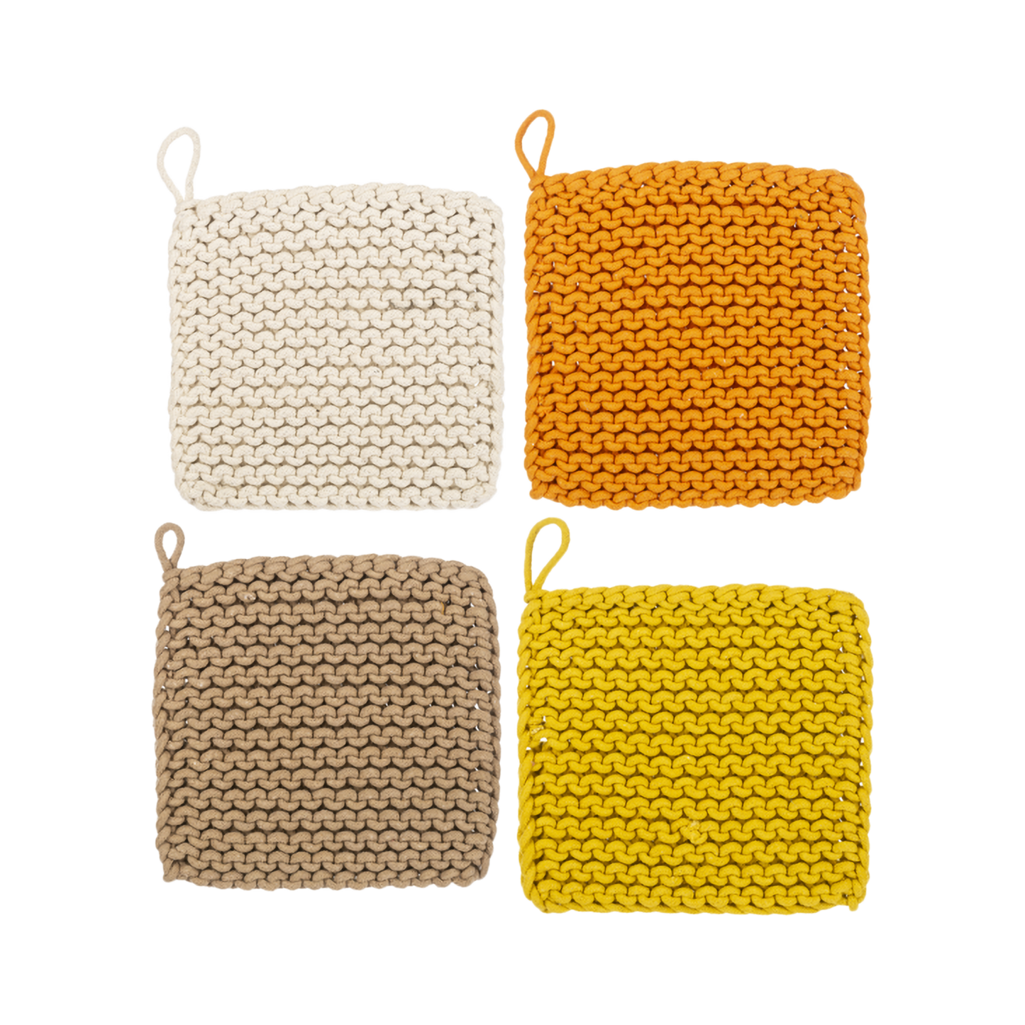Autumn Cotton Crochet Pot Holders, Set of 4