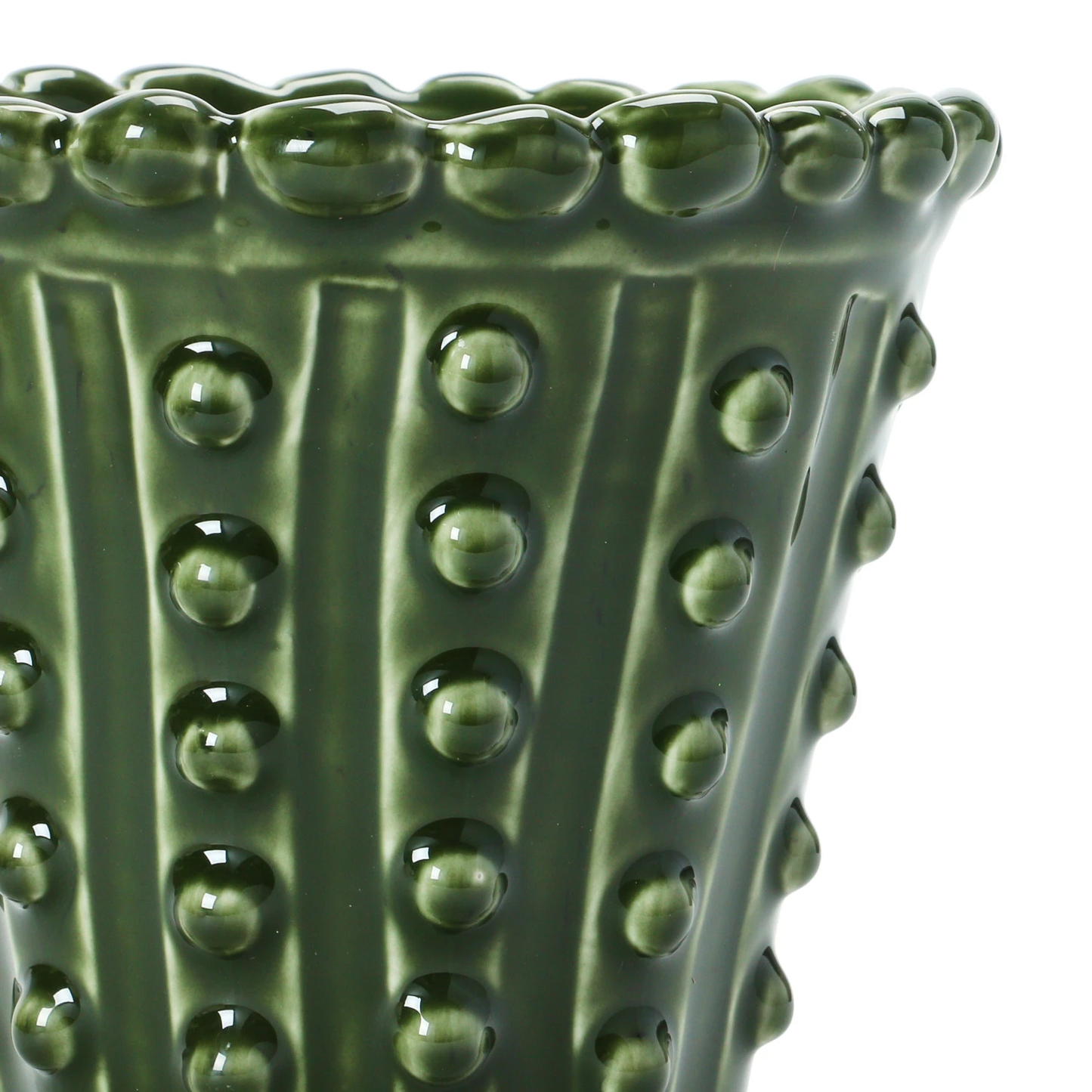 Green Stoneware Hobnail Planter