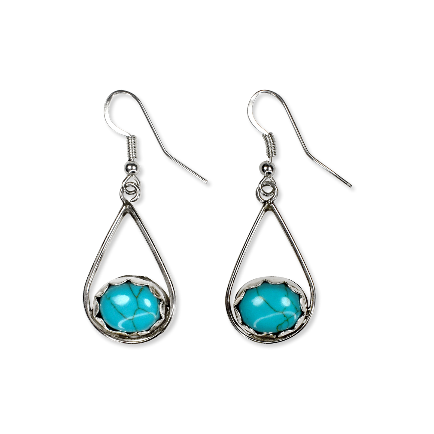 Radiance Teardrop Earrings with Sleeping Beauty Turquoise by Lawrence Baca