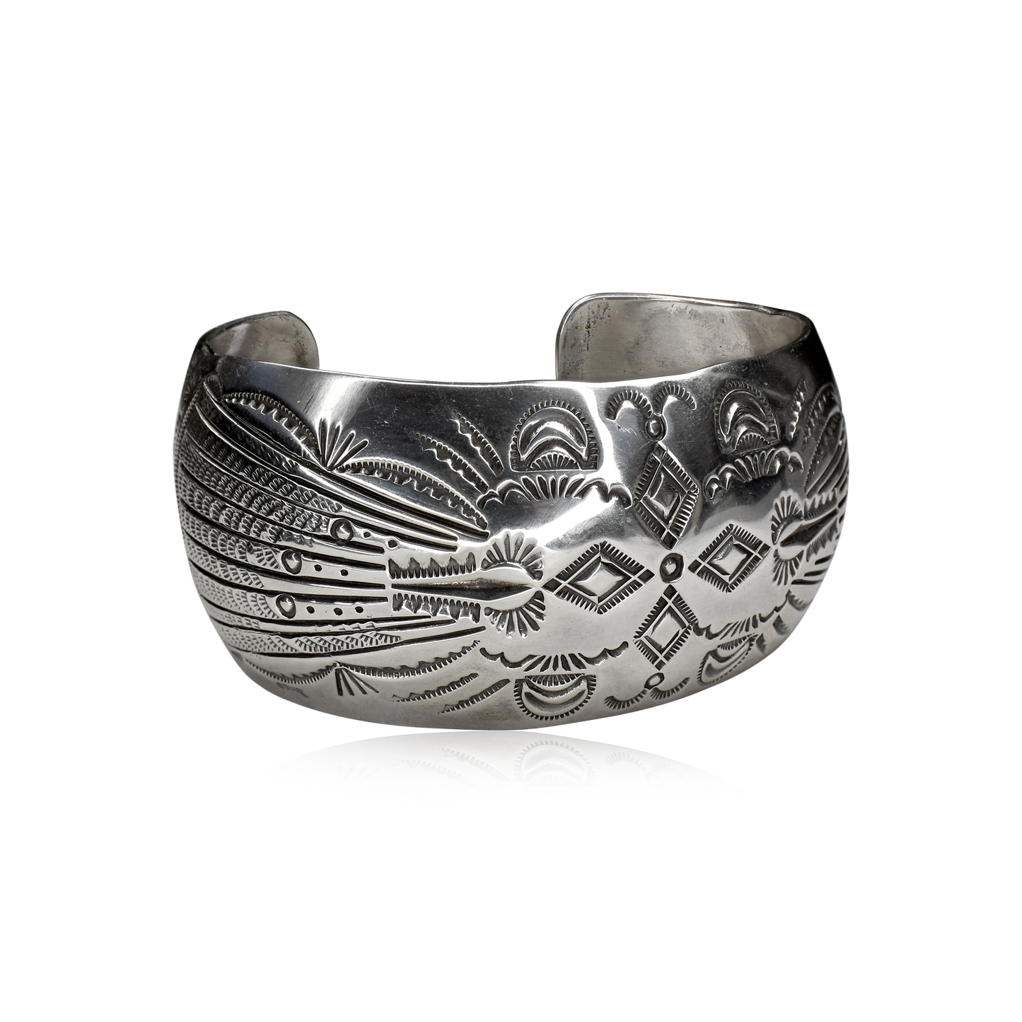 Harmony of Wings Stamped Feather Fan Cuff by Gilbert Begay