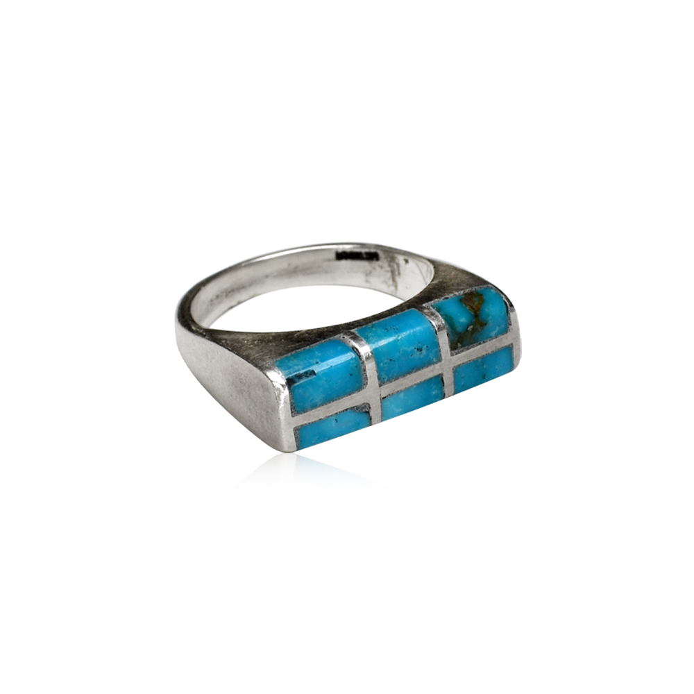 Gridline Vintage Channel Inlay Morenci Turquoise Ring