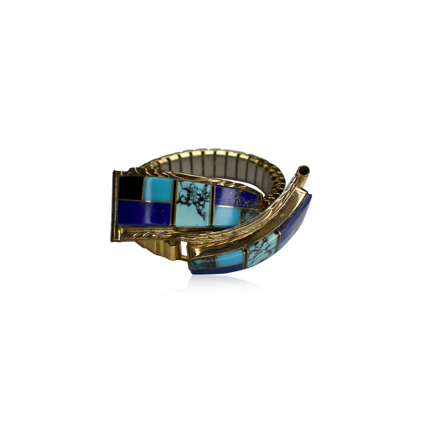 Midnight Mesa Gold-Filled Watch Band with Turquoise, Lapis Lazuli & Onyx