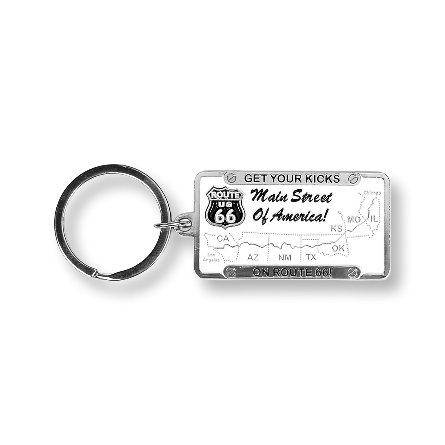 Route 66 Metal License Plate Keychain