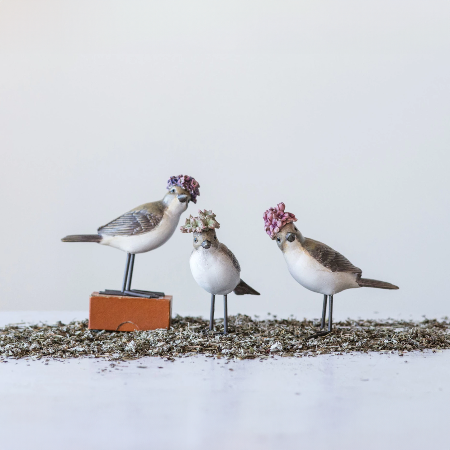 Bird with Flower Hat and Metal Feet