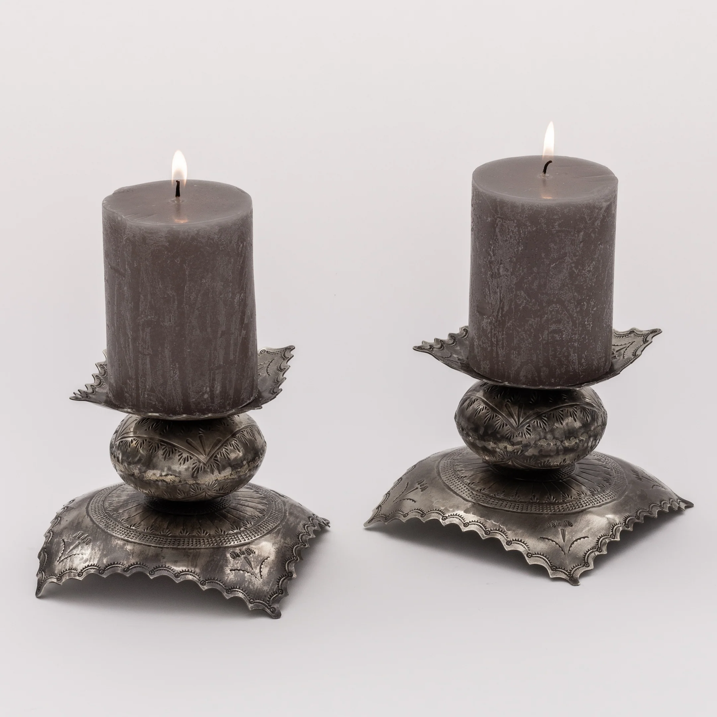 Stamped Candle Holders - Short Pair