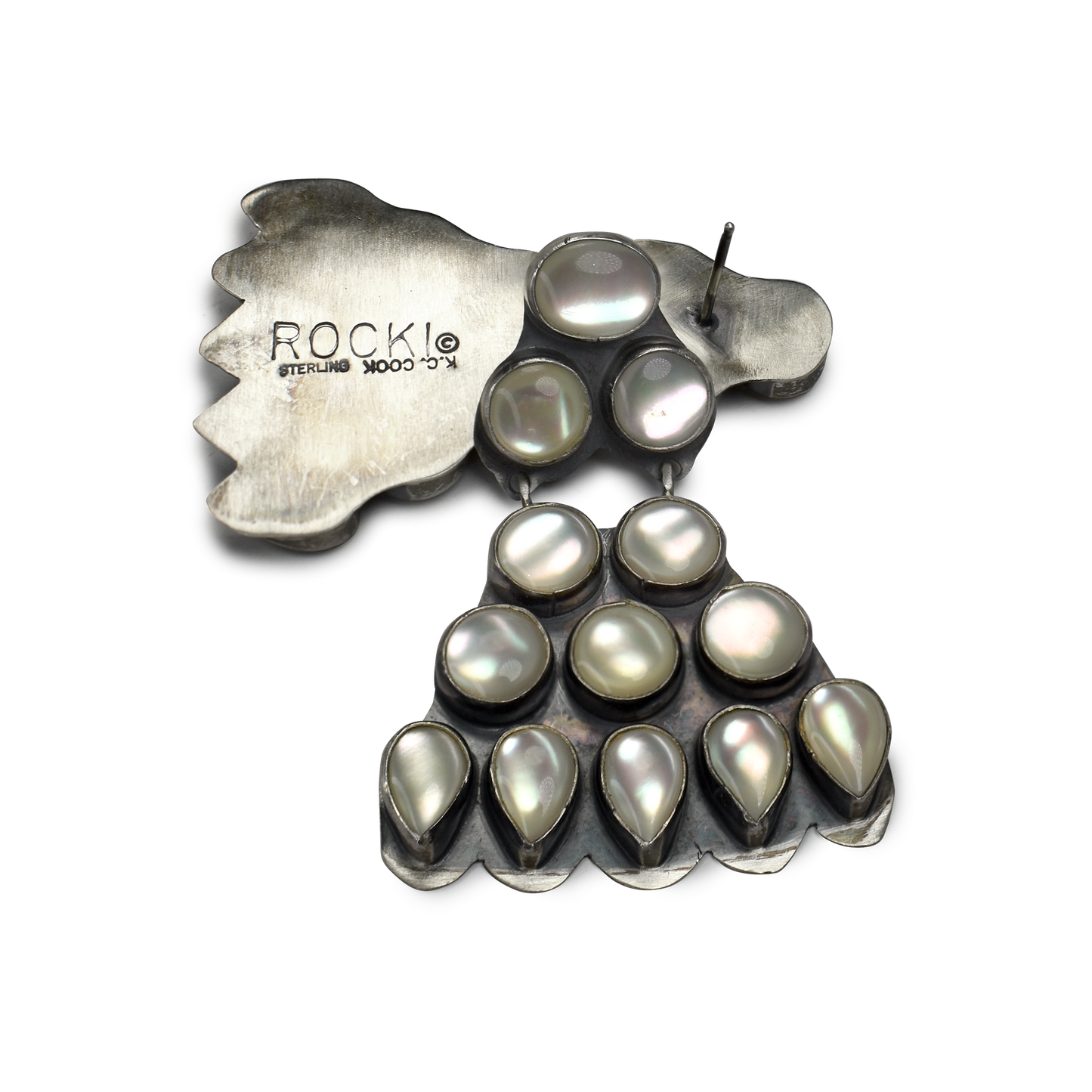 Mother of Pearl Teepee Chandelier Earrings by Rocki Gorman